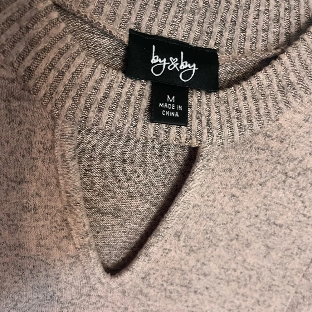 by & by Long Sleeve Knit Dress in Tan - Picture 2 of 3